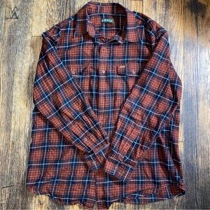 Orvis Men’s Large Flannel Shirt Plaid 100% Cotton Red, black & white.